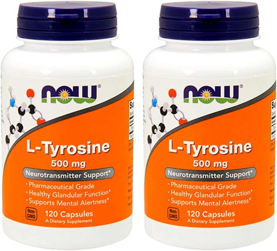 L-Tyrosine 500 mg, 240 Capsules (2-Pack) by NOW Foods - görsel 1