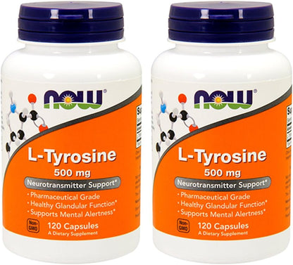 L-Tyrosine 500 mg, 240 Capsules (2-Pack) by NOW Foods