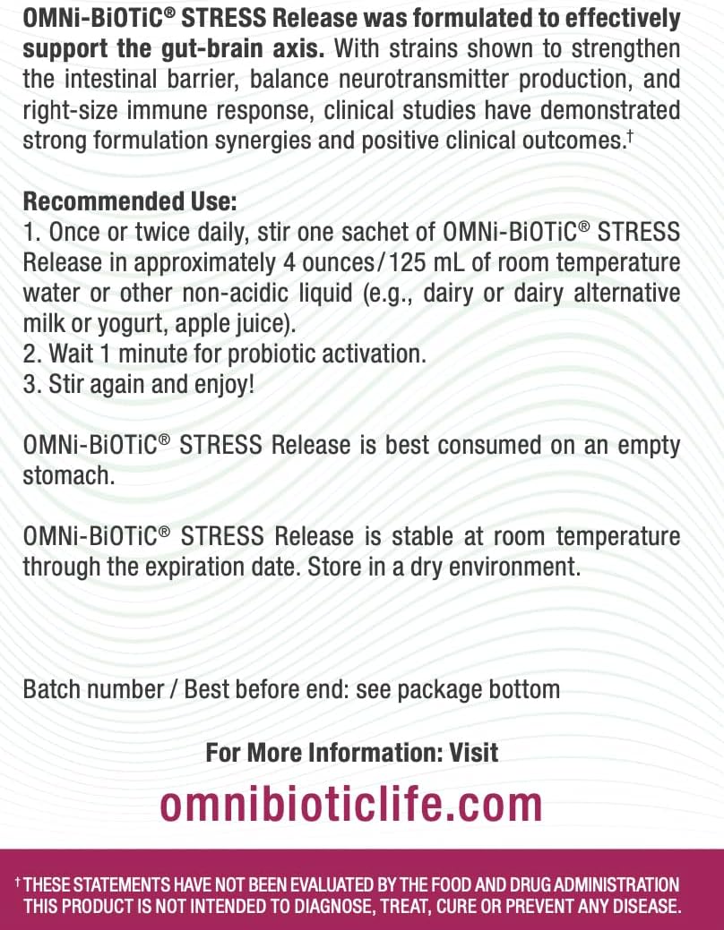 OMNi BiOTiC Stress Release - Clinically Tested Psychobiotic for Stress Management & Gut-Brain Axis Support - 28 Daily Sachets (Vegan, Non-GMO) - görsel 3