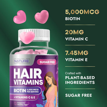 Built by Nature Hair, Skin and Nails Gummies for Women, 60 Gummies