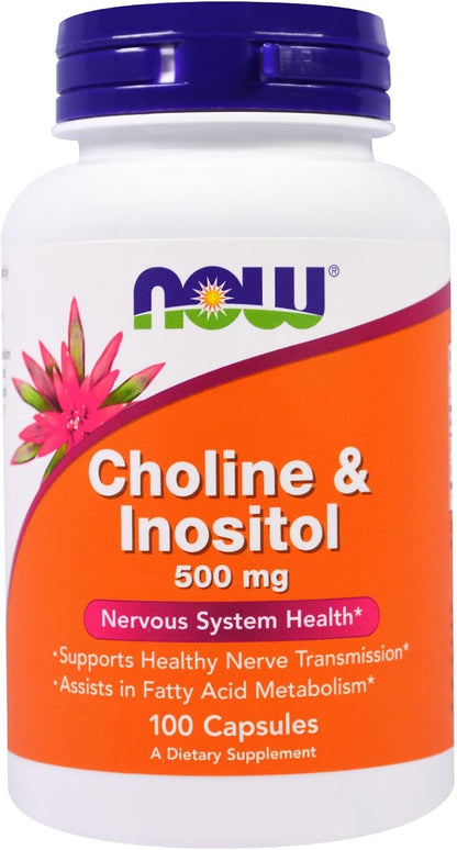 NOW Foods Choline & Inositol, 500 mg, 100 Capsules (Pack of 3)