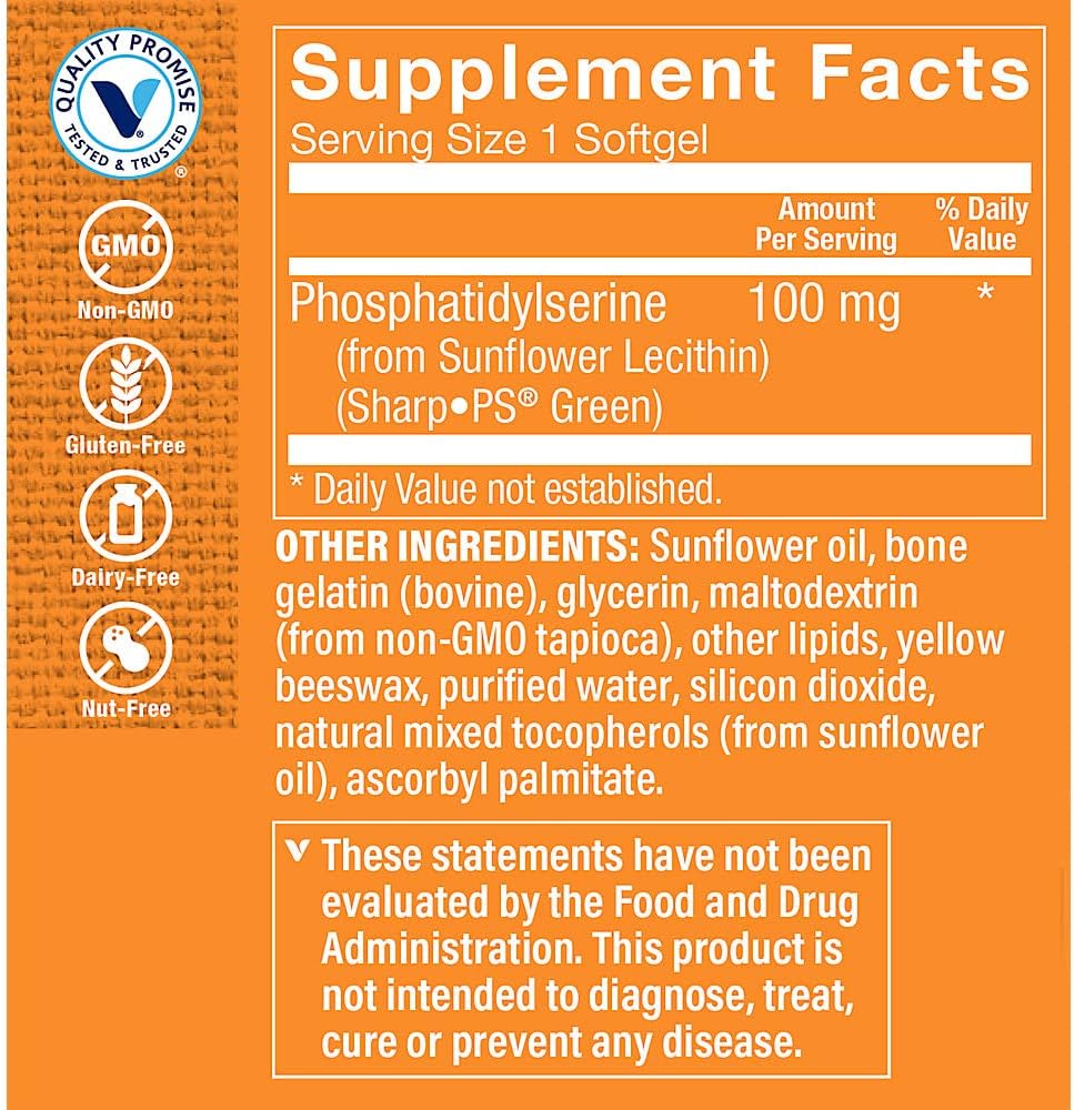 The Vitamin Shoppe Sunflower Phosphatidylserine 100 mg (30 Softgels) - görsel 2