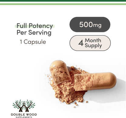 Rhodiola Rosea Food Supplement 500mg, 120 Vegan Capsules (3% Salidrosides, 1% Rosavins Extract) by Double Wood