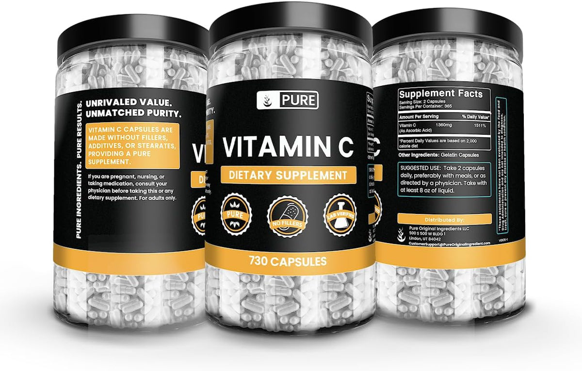 Pure Original Ingredients Vitamin C - 730 Capsules, No Fillers - görsel 4