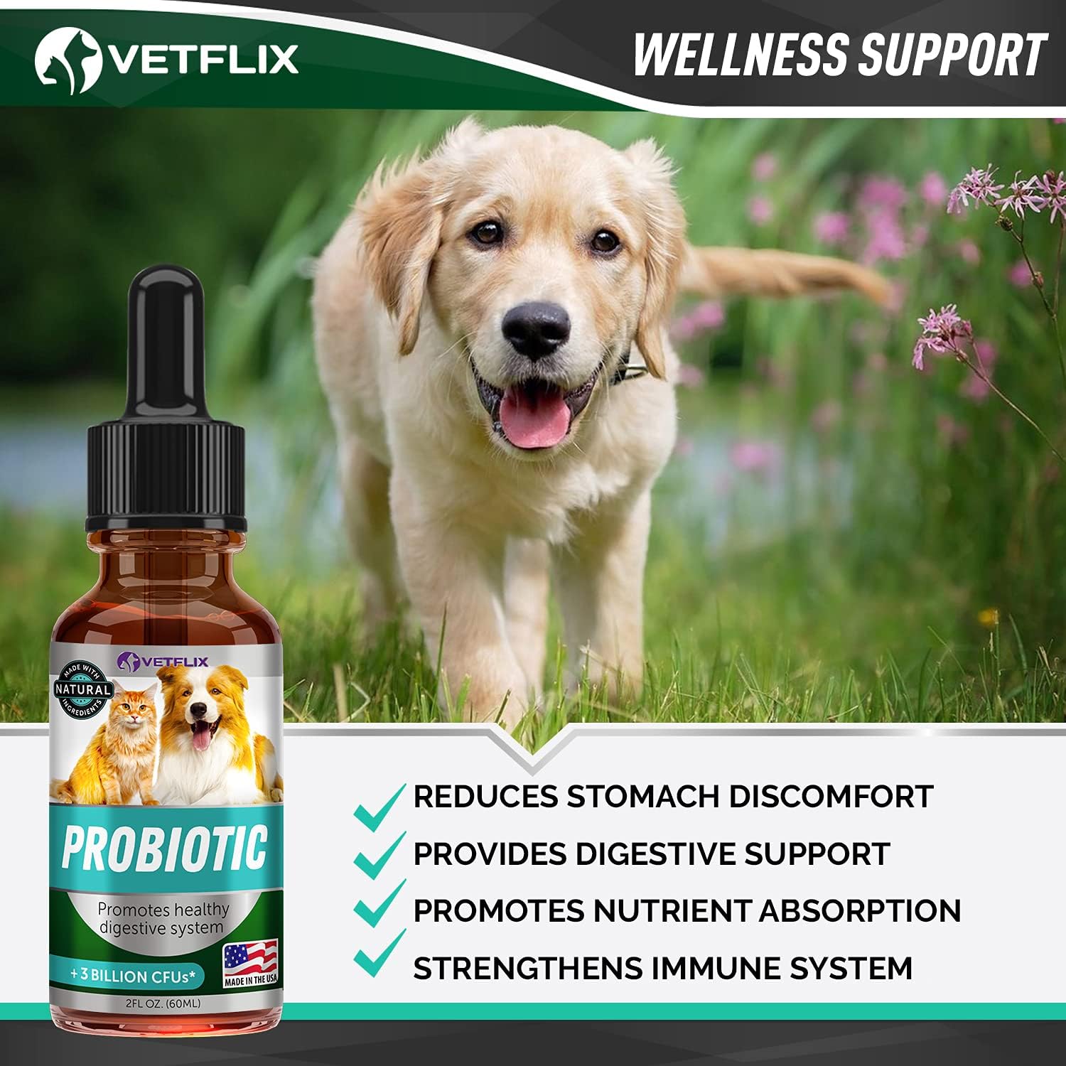 Premium Probiotics Liquid for Dogs, Cats, Puppies and Kittens, 2 Fl Oz - görsel 6