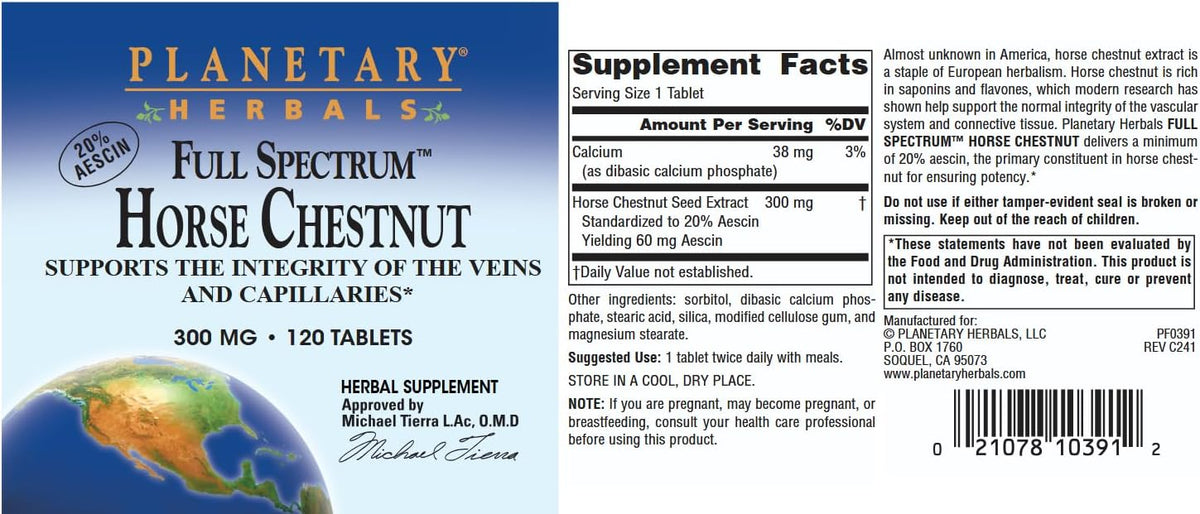 Planetary Herbals Full Spectrum Horse Chestnut, 500 mg – 120 Tablets - görsel 4