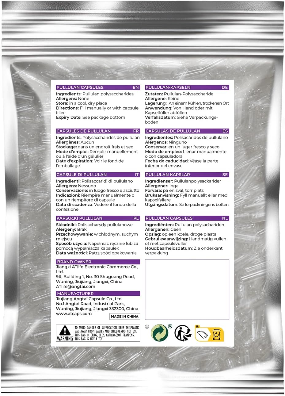 ATLEMISME Pullulan Empty Capsules Size 00 - Vegan Empty Capsules (100 Capsules) with 2 Micro Lab Spoons - görsel 2