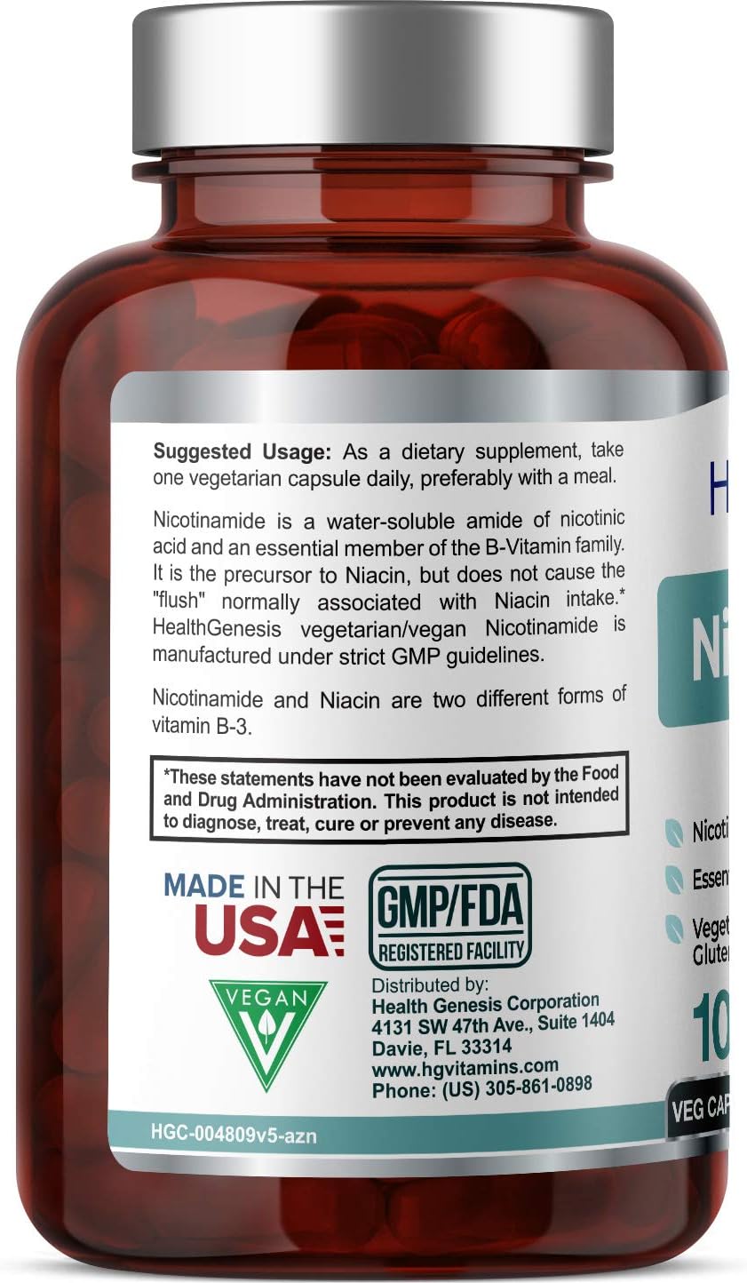 B-3 Nicotinamide 500 mg – 100 Vegan Capsules – Flush-Free Vitamin B3 Supplement for Skin and Energy Support - görsel 2