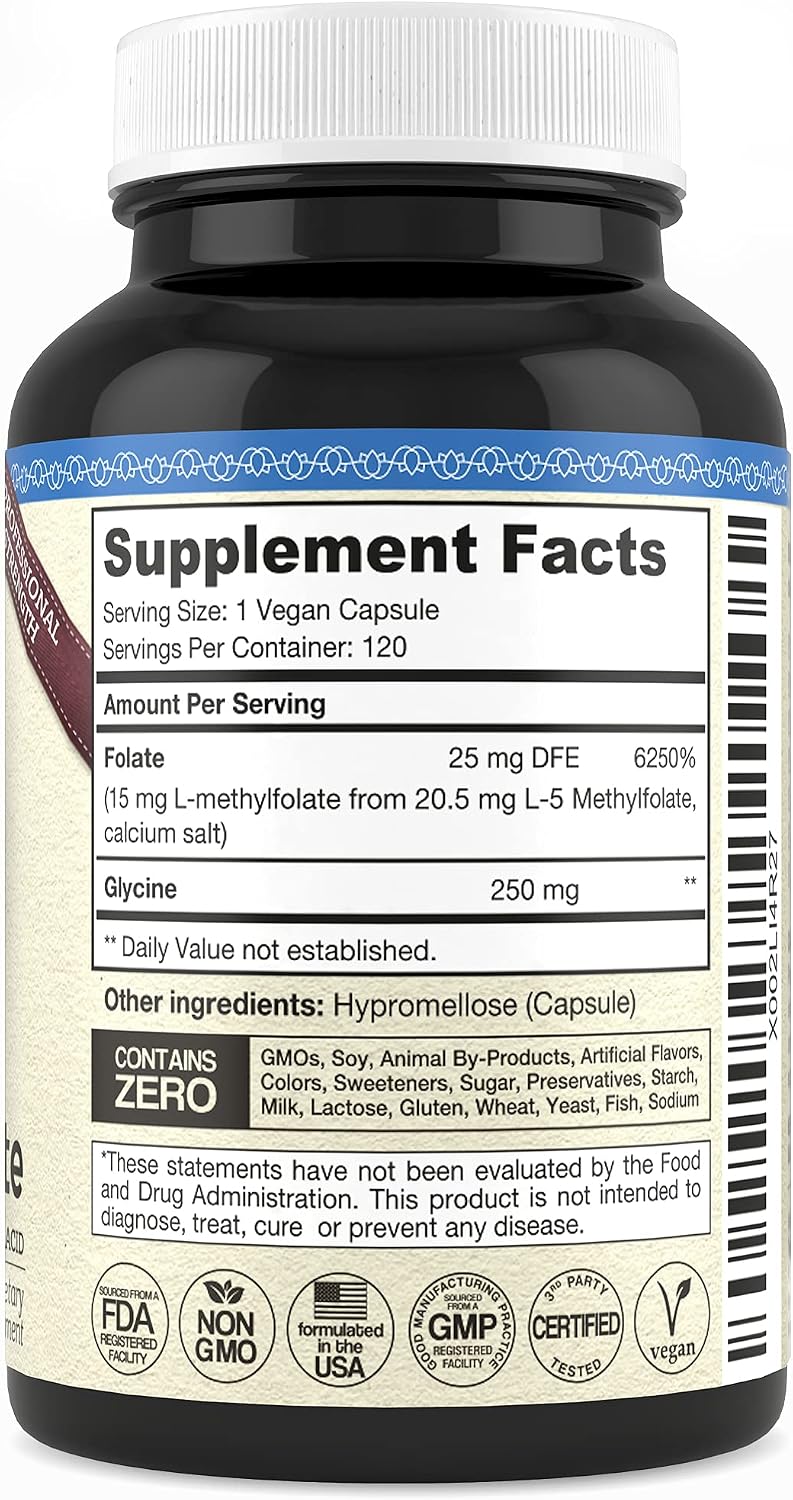 Teraputics L-Methylfolate 15mg – 120 Vegan Capsules – Active 5-MTHF Folate Supplement - görsel 2