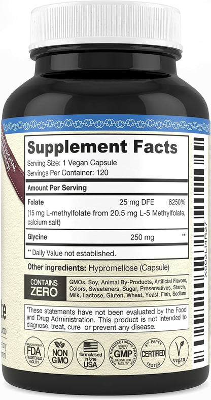 Teraputics L-Methylfolate 15mg – 120 Vegan Capsules – Active 5-MTHF Folate Supplement