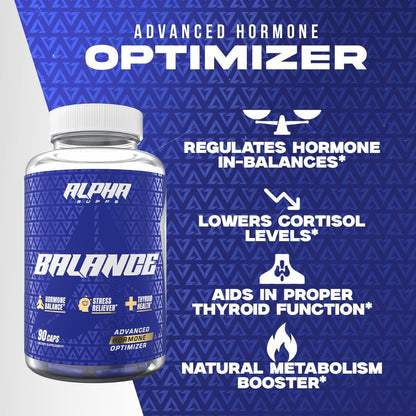 Alpha Supps - Alpha Balance | Hormonal and Healthy Stress Level Support | with Inositol and Ashwagandha | 90 Capsules