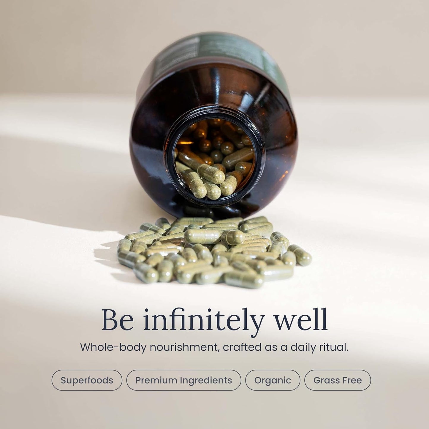 Infinity Greens Superfood Capsules - Blue-Green Algae Based with 28 Organic Superfoods, No Fillers or Grasses, Low-Temperature Dehydrated (34 Servings) - görsel 10