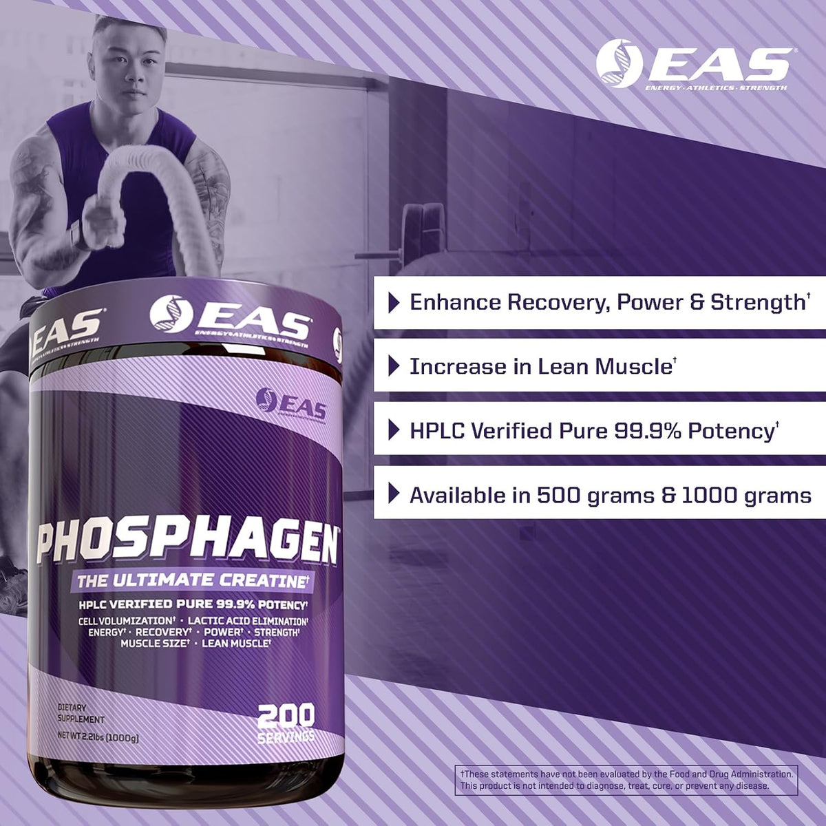 EAS Phosphagen Ultimate Creatine Powder - Unflavoured, 200 Servings - görsel 3