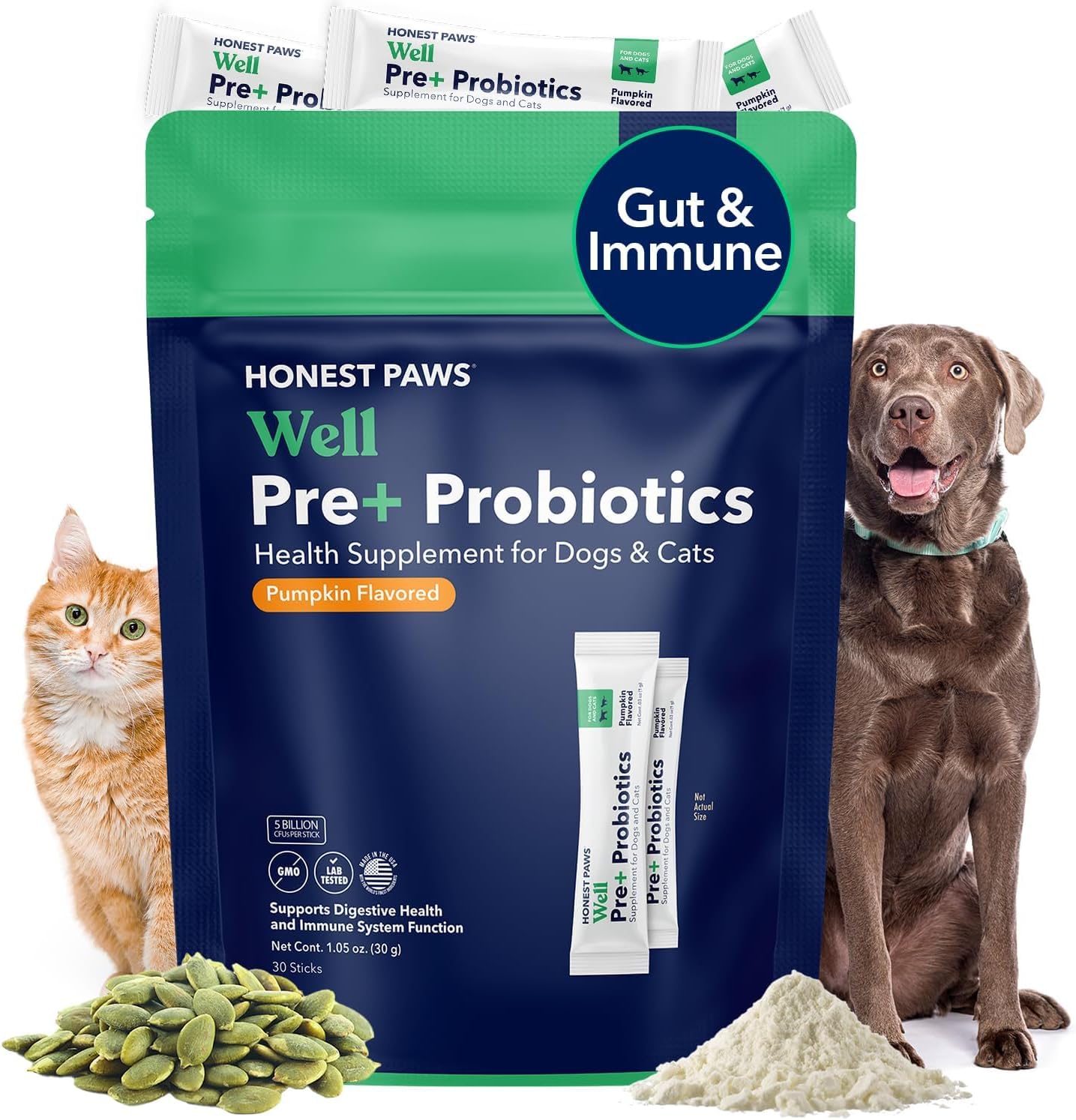 Honest Paws Probiotics for Dogs – Digestive & Immune Support Powder with Prebiotic, Chicken Flavour (30 Sticks) - görsel 10