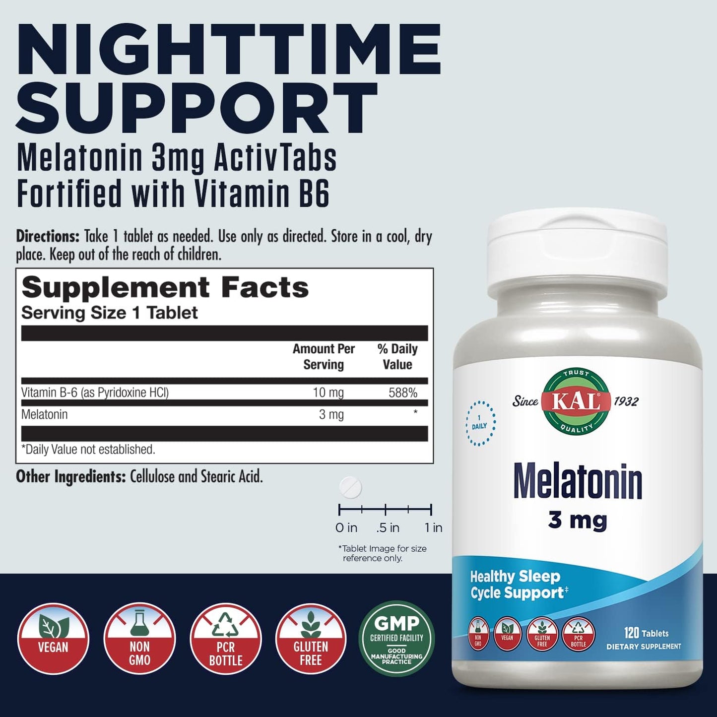 KAL Melatonin 3mg Fast Dissolve Sleep Aid with Vitamin B6 - görsel 2