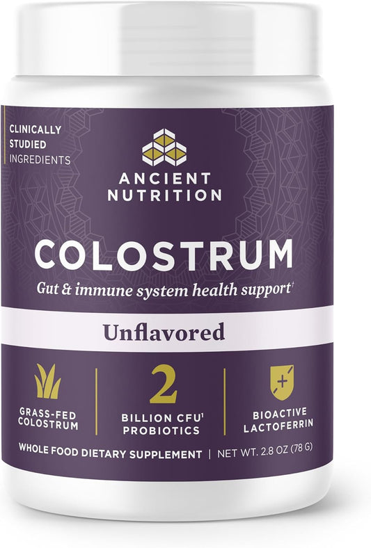 Ancient Nutrition Colostrum Superfood Powder - Grass-Fed Bovine Colostrum for Gut & Immune Support, Unflavoured, 60 Servings