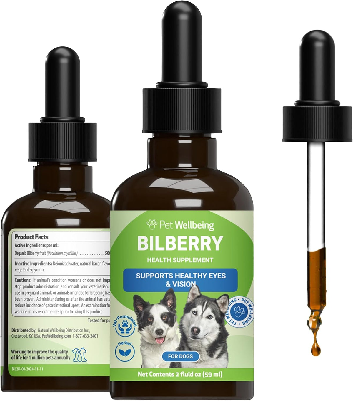 Pet Wellbeing Bilberry for Dogs - Eye & Vision Support - 60 ml Liquid - görsel 1