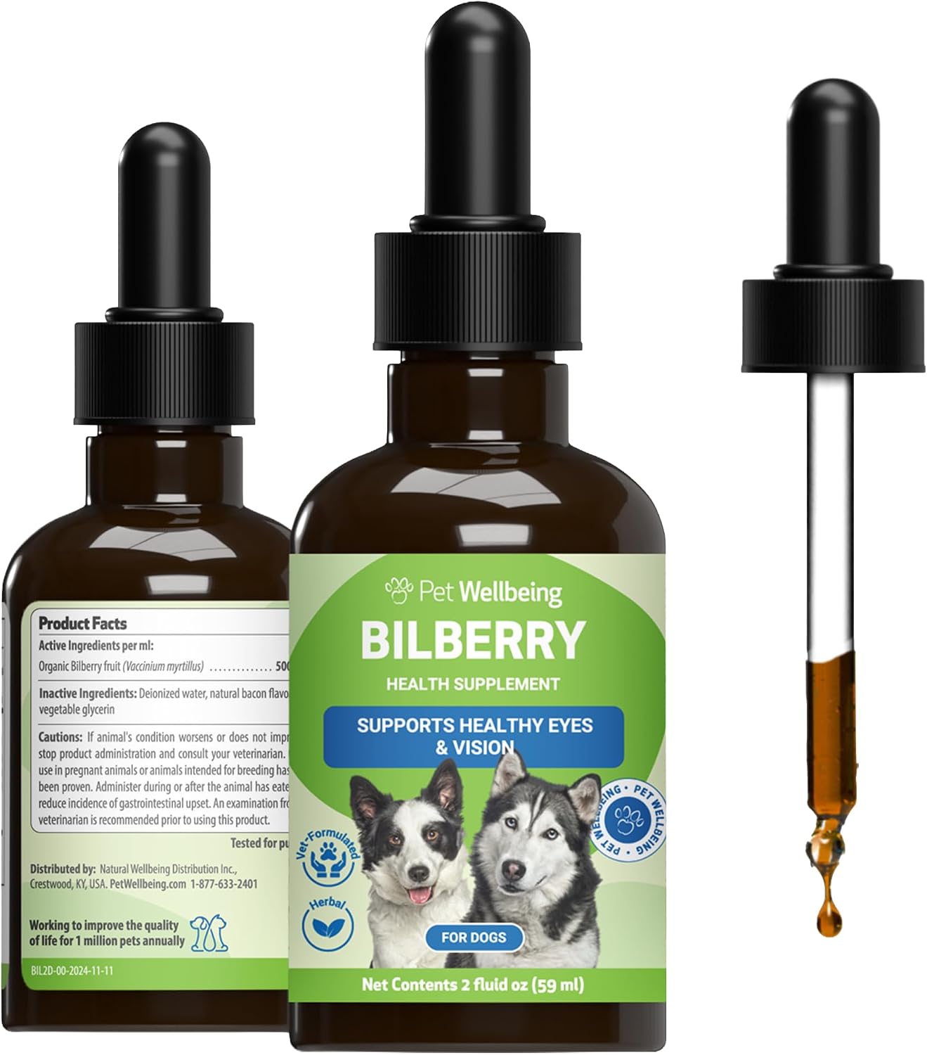 Pet Wellbeing Bilberry for Dogs - Eye & Vision Support - 60 ml Liquid - görsel 1