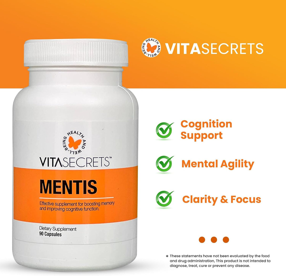 Vitasecrets Mentis Memory & Cognition Support Supplement - 90 Capsules - görsel 5