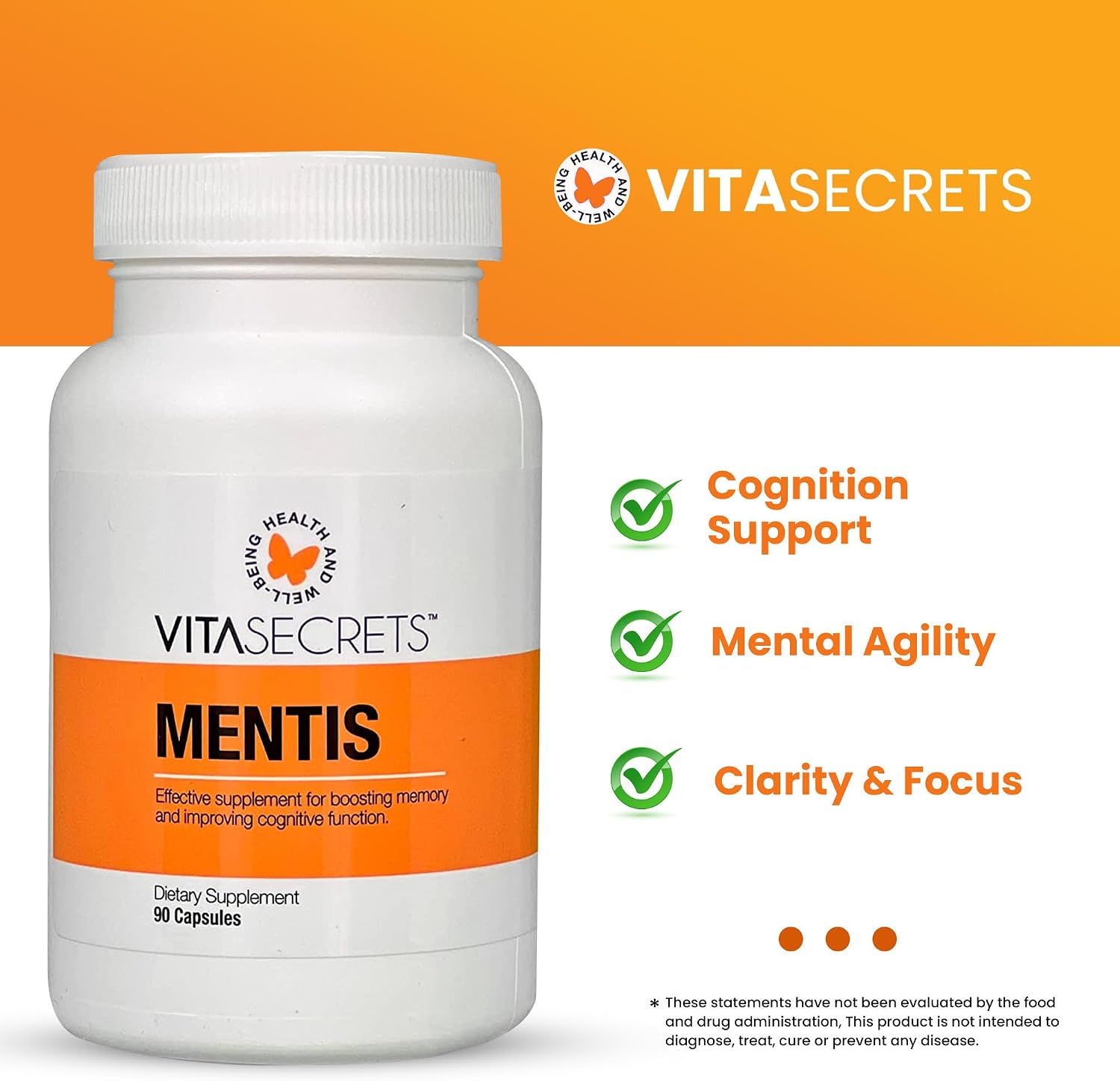 Vitasecrets Mentis Memory & Cognition Support Supplement - 90 Capsules - görsel 5