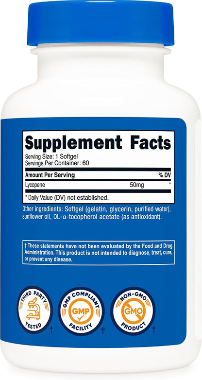 Nutricost Lycopene 50mg Softgels (60 Softgels)