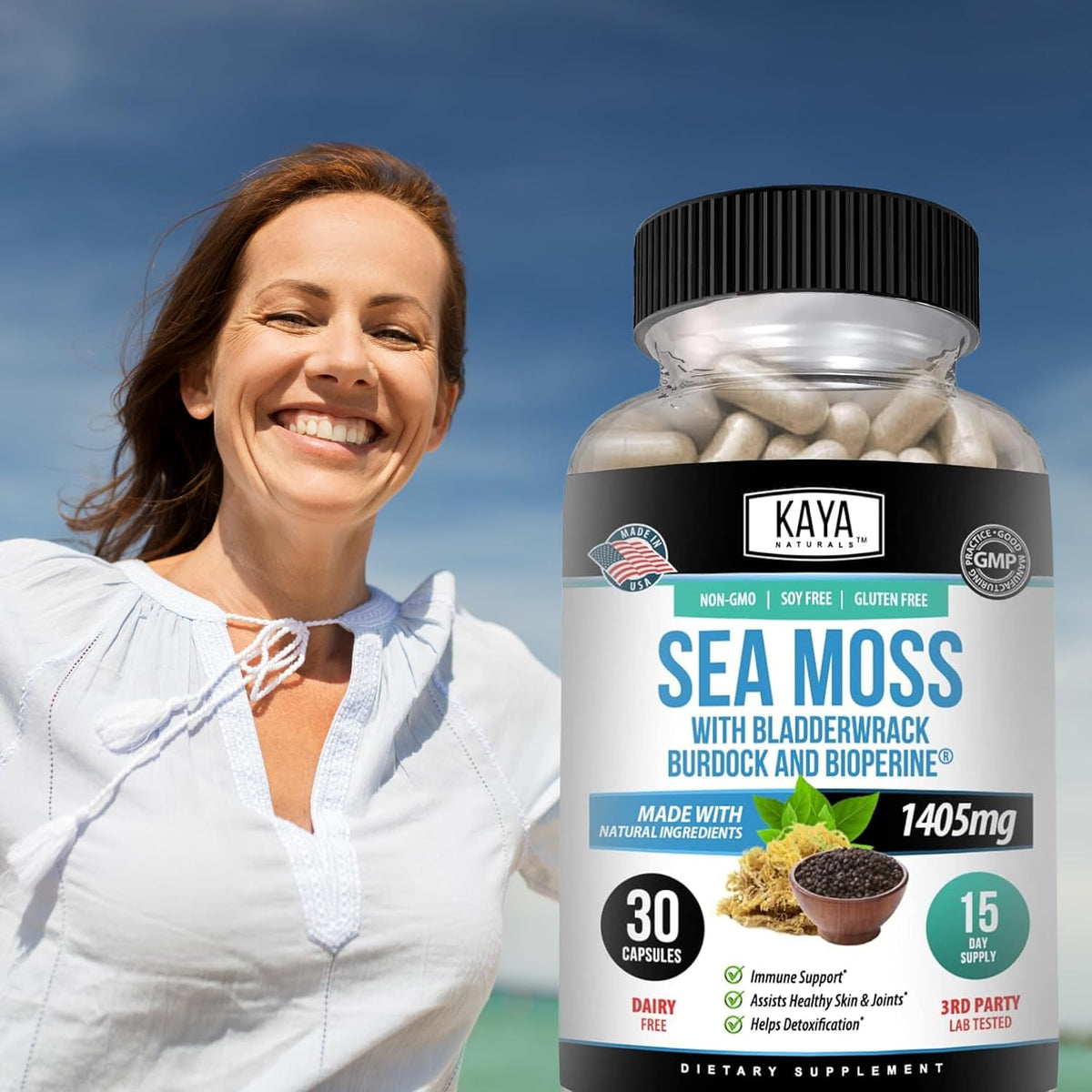 Kaya Naturals Sea Moss Mobility Supplement with BioPerine – 30 Veg Capsules - görsel 9