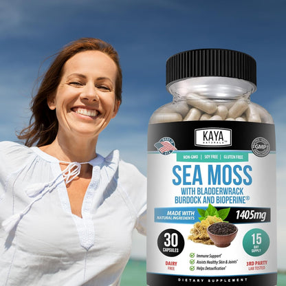 Kaya Naturals Sea Moss Mobility Supplement with BioPerine – 30 Veg Capsules