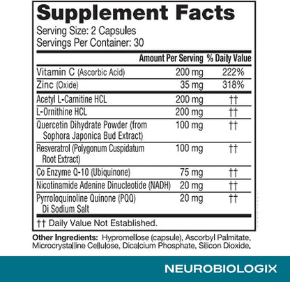 Neurobiologix Mito Cell PQQ Energy & Focus Supplement – 60 Capsules