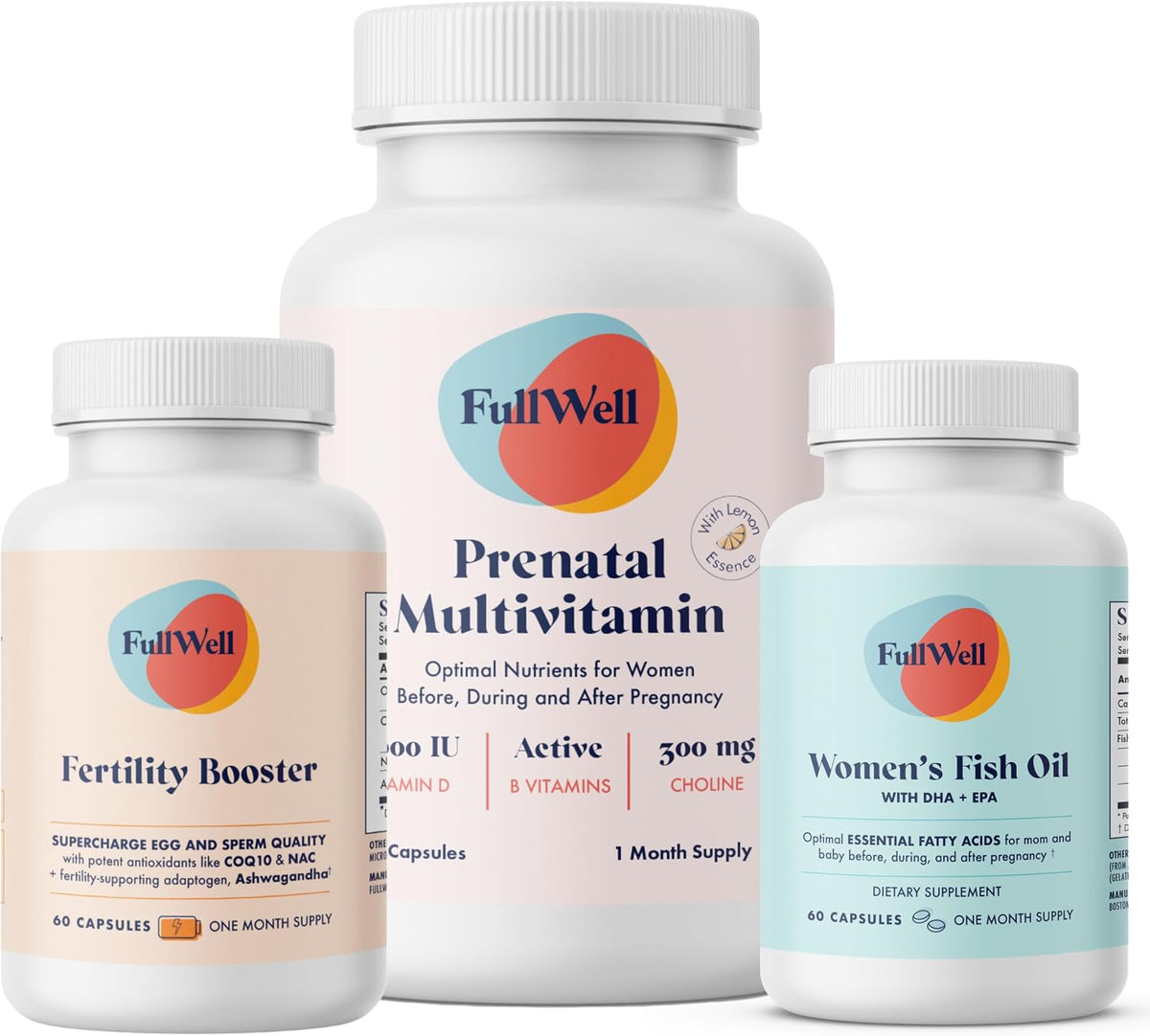 FullWell Women's Fertility Trio - Fertility Booster, Prenatal Multivitamin & Fish Oil for Conception Support - görsel 1