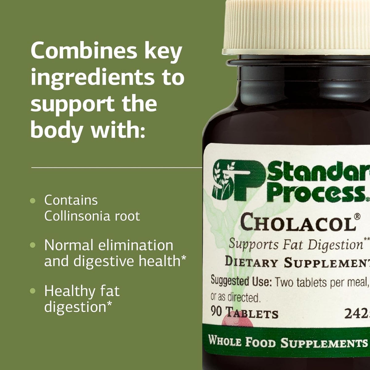Standard Process Cholacol - Gallbladder Support Food Supplement - Fat Digestion & Bile Support - Gluten-Free, Non-Dairy, Non-Soy - 90 Tablets - görsel 4
