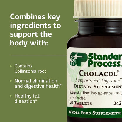 Standard Process Cholacol - Gallbladder Support Food Supplement - Fat Digestion & Bile Support - Gluten-Free, Non-Dairy, Non-Soy - 90 Tablets