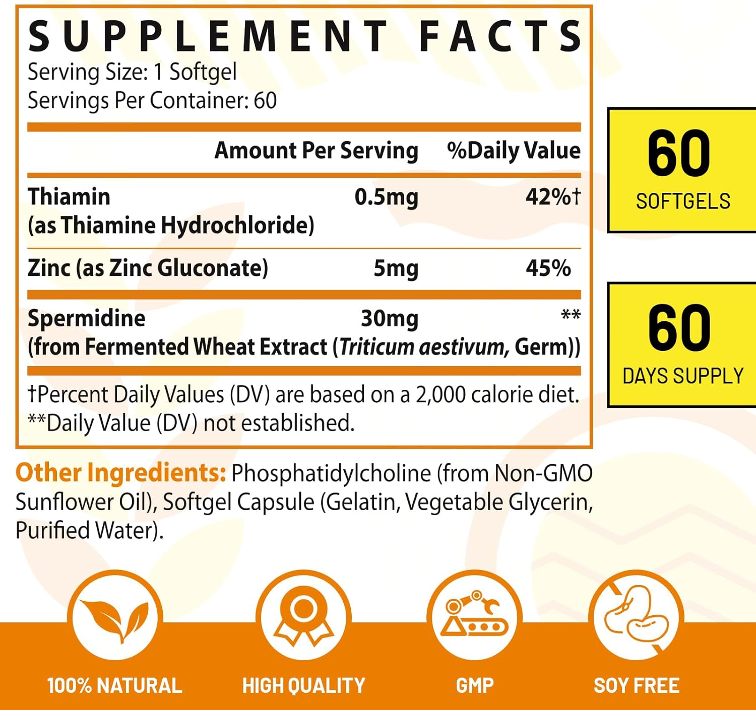 30mg Spermidine Supplement for Cellular Renewal & Longevity - Liposomal, High Absorption, 120 Softgels - görsel 2