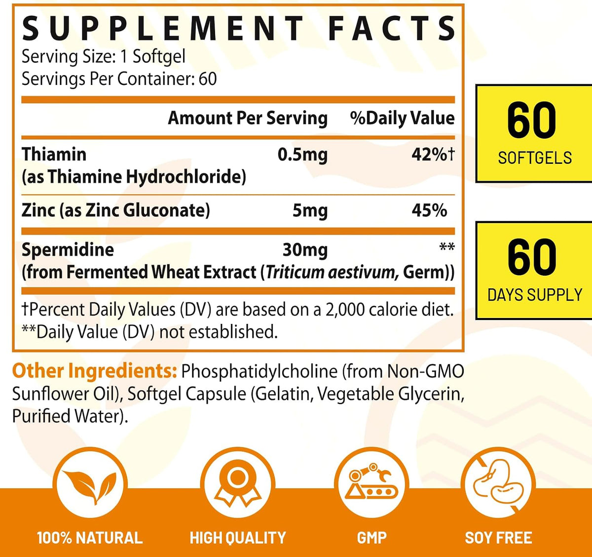 Corporalight Spermidine Food Supplement 30mg - Liposomal High Absorption - 60 Softgels - görsel 2