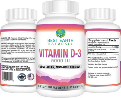 Best Earth Naturals Vitamin D3 5000 IU – High Strength Tablets