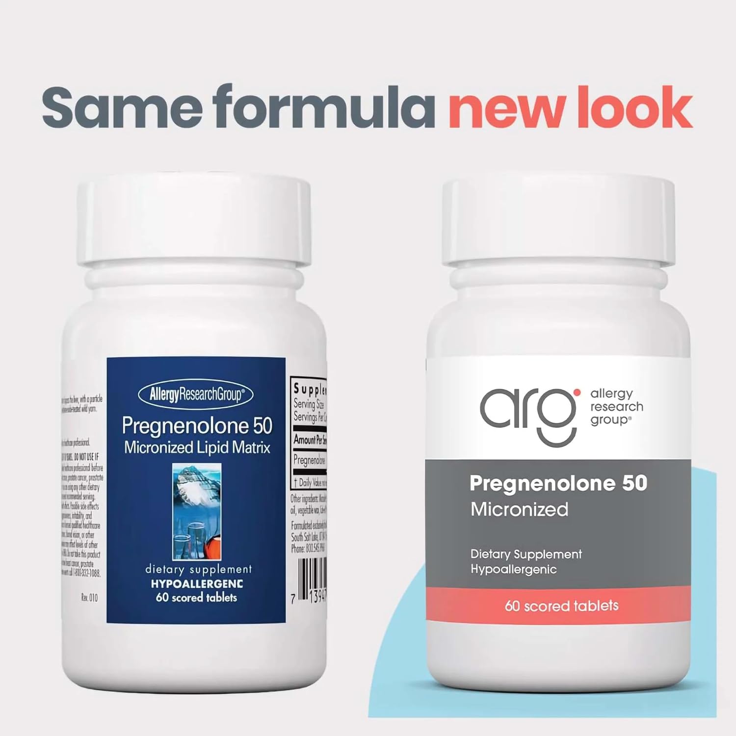 Allergy Research Group ARG Pregnenolone 50 mg - Micronised Hormone Precursor - Hypoallergenic - 60 Scored Tablets - görsel 6