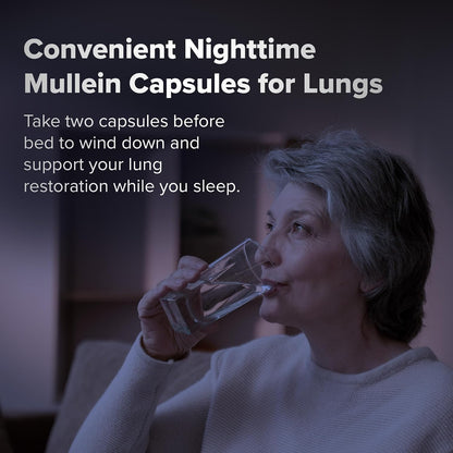 BREATHE PM Nighttime 6-in-1 Mullein Capsules for Lung Support (60 Capsules)