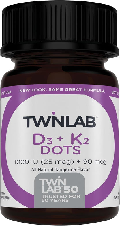 Twinlab Vitamin D3 1000 + K2 Dots - 60 Tablets