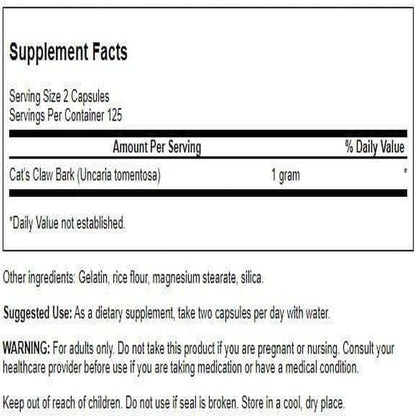 Swanson Full Spectrum Cat's Claw - Antioxidant Support - Movement and Flexibility Support 500 mg 250 Capsules