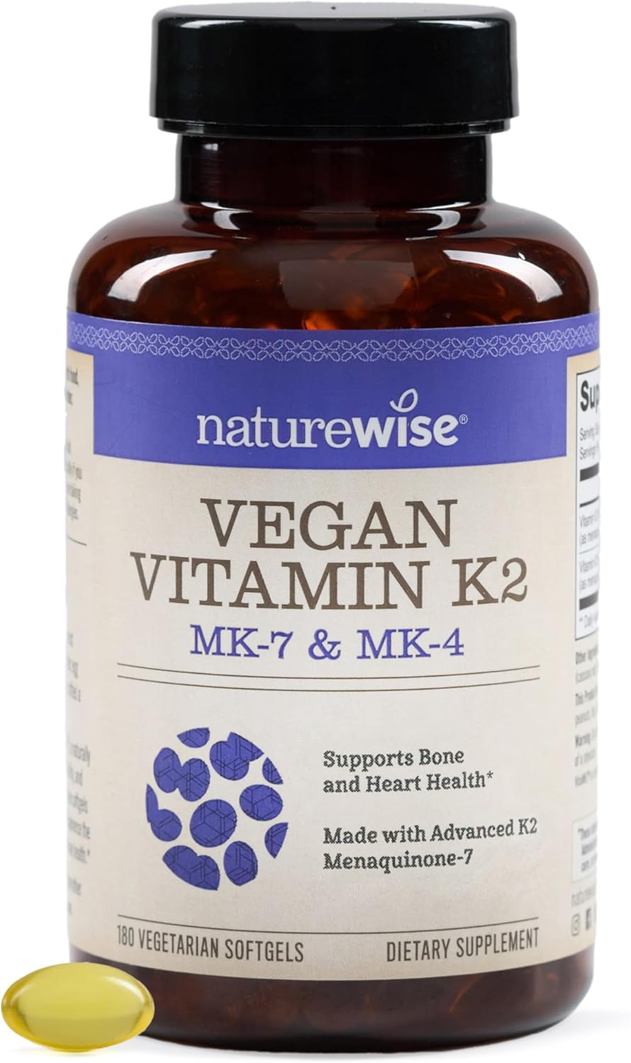 NatureWise Vitamin K2 600mcg Supplement with MK-7 100mcg & MK-4 500mcg - Enhanced Bioavailable Formula - K Complex for Bone Maintenance and Normal Blood Clotting - Vegan, Gluten-free, Non-GMO - 180 Soft gel capsules (6-Month Supply) - görsel 1