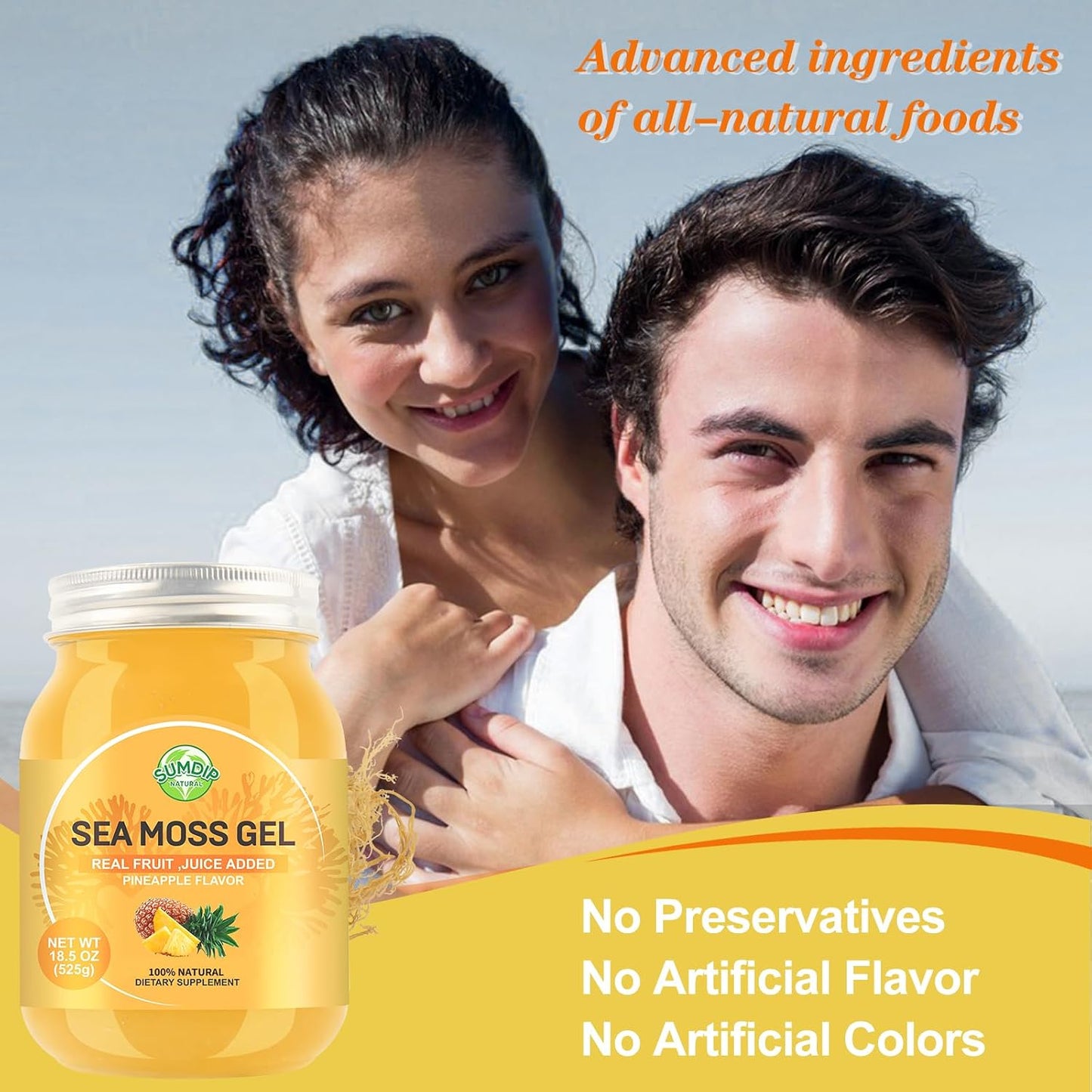 524 g Sea Moss Gel, Pineapple - Raw Wildcrafted Irish Sea Moss, Supports Thyroid & Immunity - görsel 7