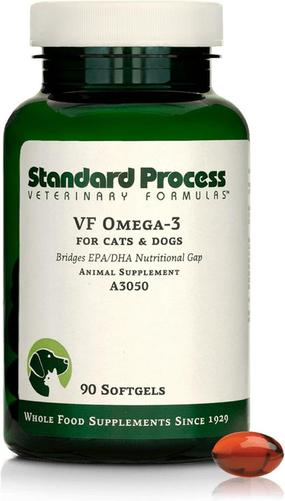 Standard Process VF Omega-3 for Pets – Dietary Supplement with Omega-3 Fatty Acids – Supports Bone Growth, Immune Health, Heart Health – Fish Oil Supplement for Pets – 90 Softgels