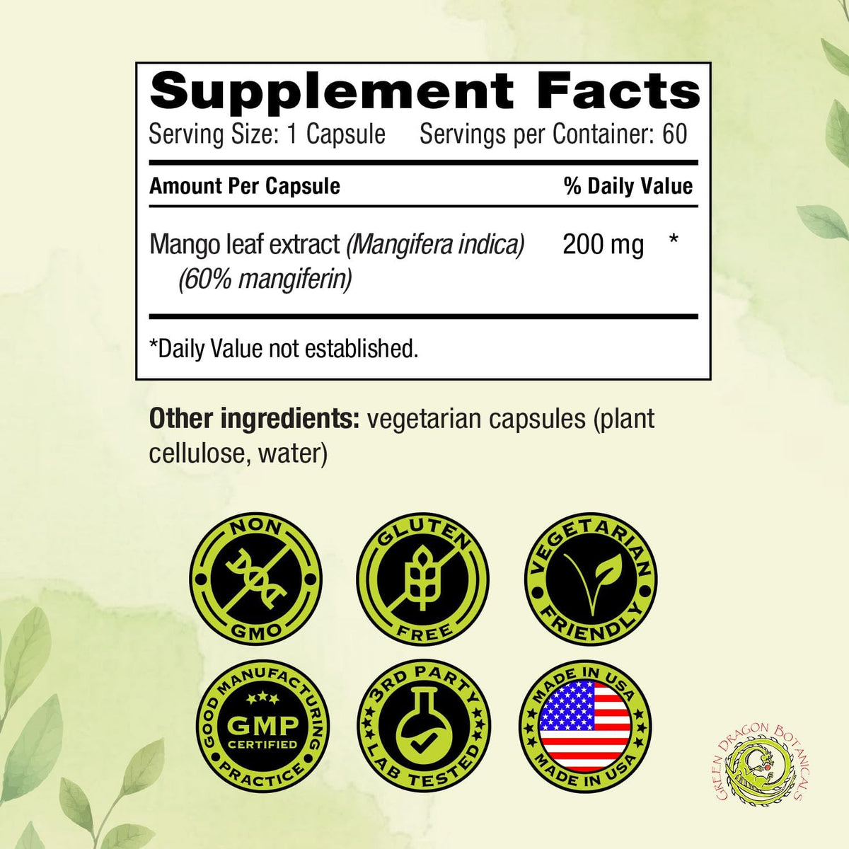 MangoForte Mango Leaf Supplement - 200 mg (60% Mangiferin) - 60 Capsules - Immune Health Support - görsel 5