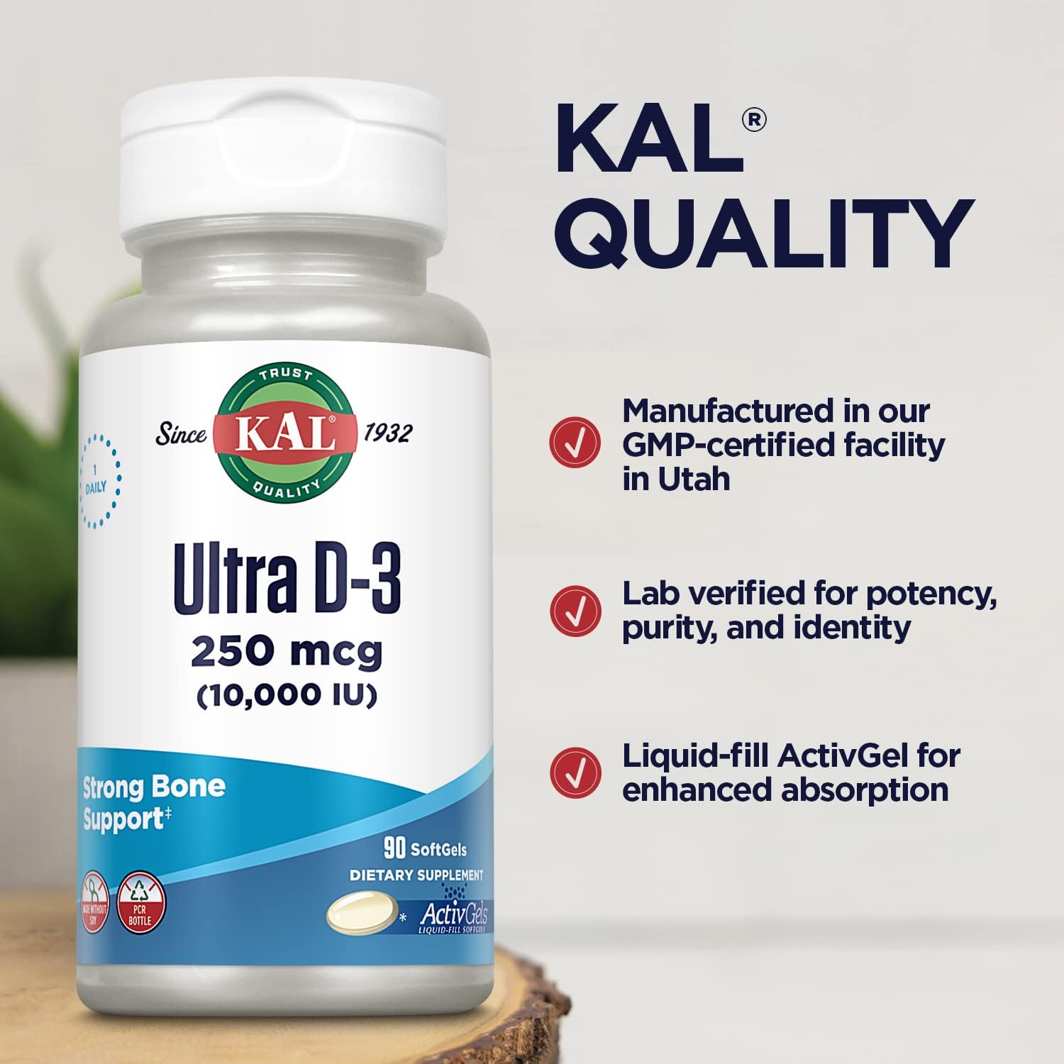 KAL Ultra Vitamin D3 10,000 IU (250 mcg) - 90 Softgels - görsel 5