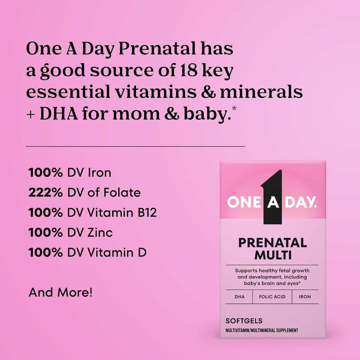 One A Day Prenatal Vitamins, 30 Softgels - görsel 3