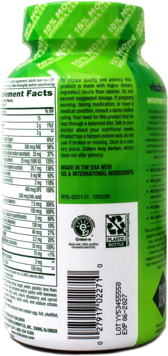 Vitafusion Women's Complete Multivitamin Gummies, Mixed Berry Flavour, 150 Gummies (3 Pack) - görsel 3