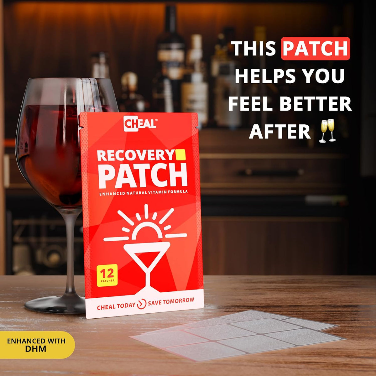 CHEAL Party Recovery Patches - 12 Pack - B Complex Formula for Better Mornings - 100% Natural, Transparent & Waterproof - görsel 5