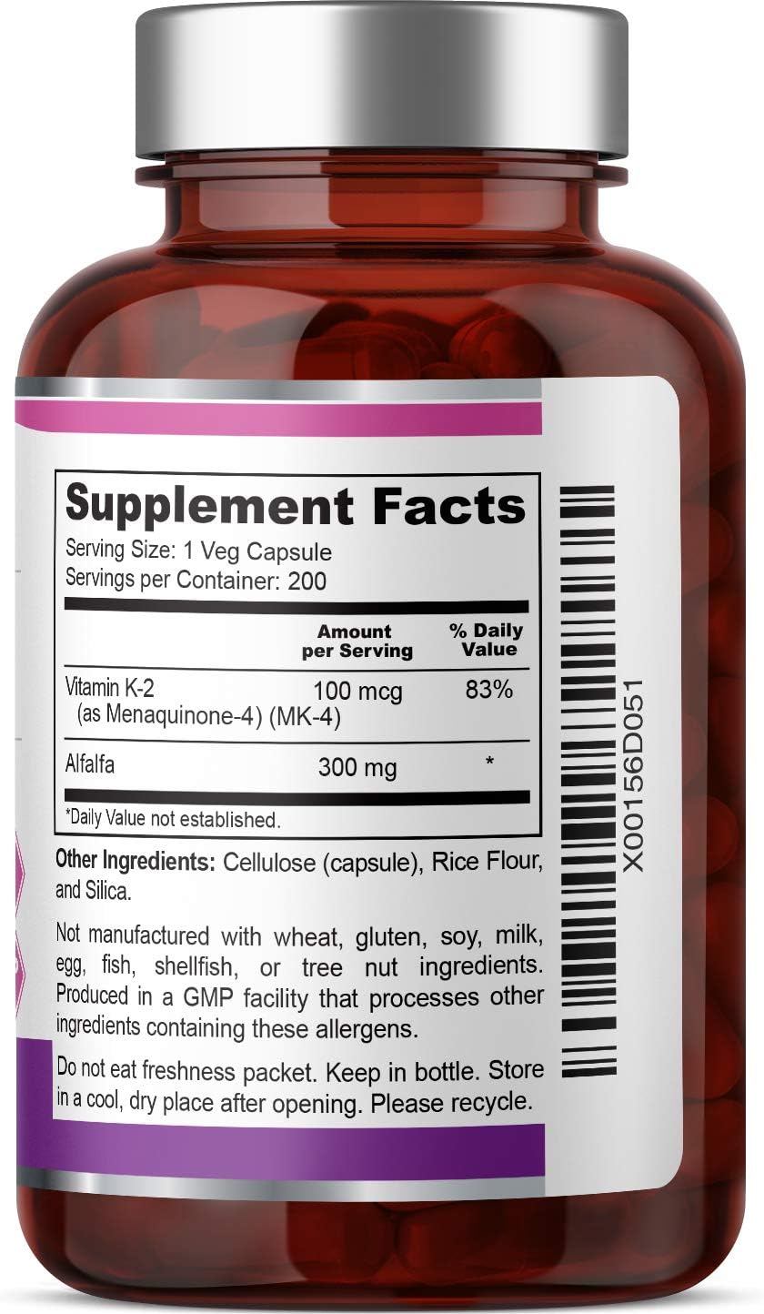 biophix Vitamin K2 MK-4 100 mcg with Alfalfa - 200 Capsules - görsel 3