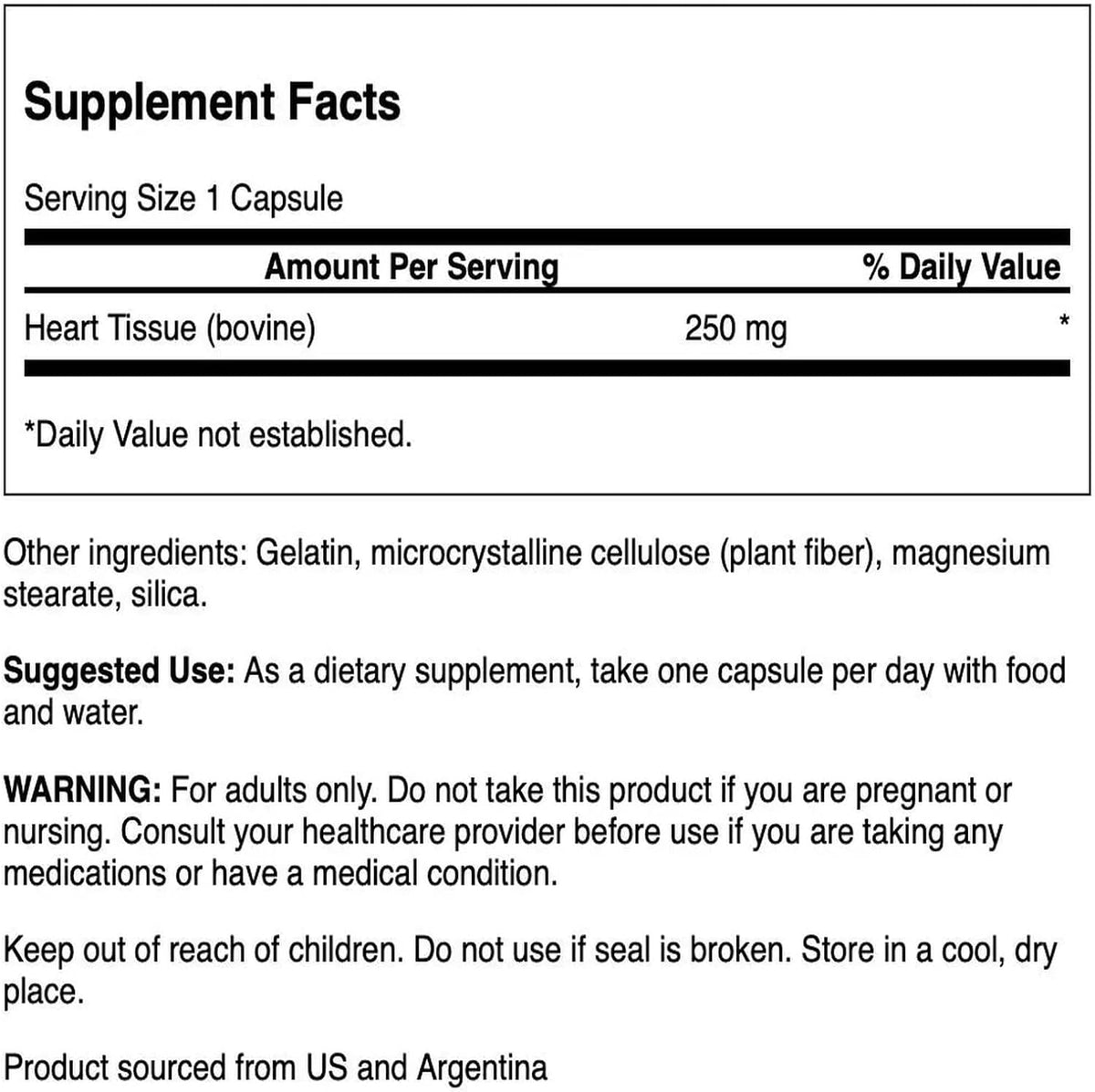 Swanson Raw Heart Glandular 250 mg, 60 Capsules - görsel 2