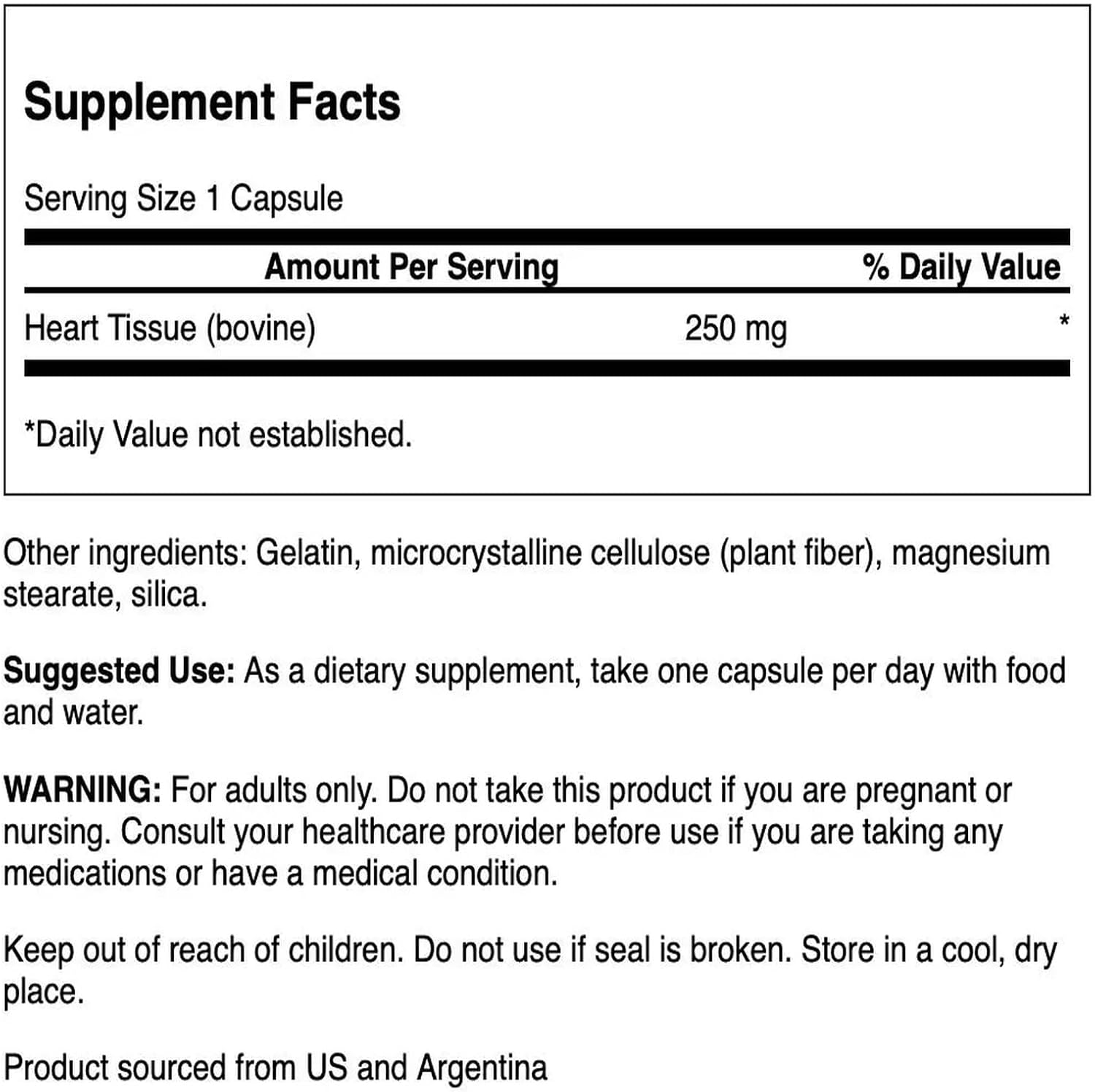 Swanson Raw Heart Glandular 250 mg, 60 Capsules - görsel 2