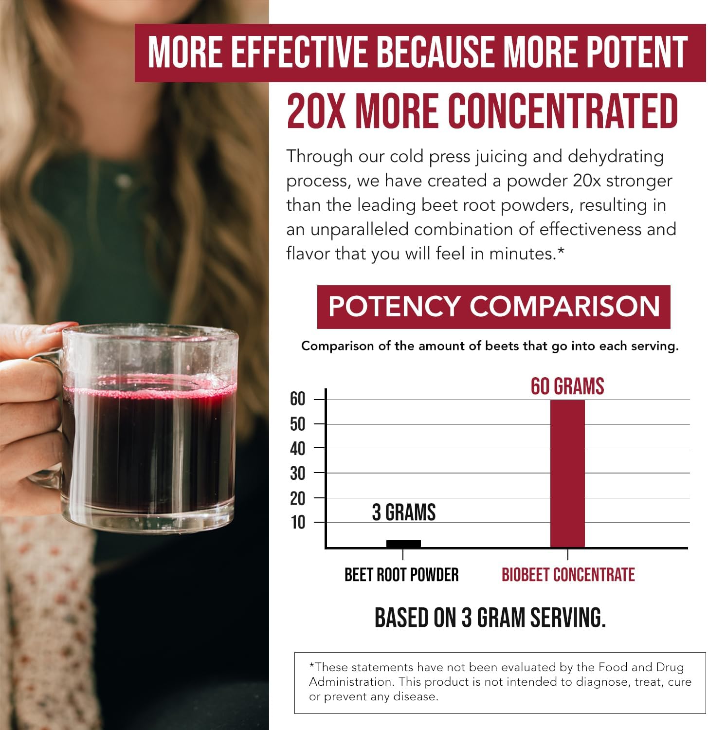 BioBeet Max Strength Beetroot Juice Powder – 20:1 Concentrate, Organic, 50 Servings - görsel 3